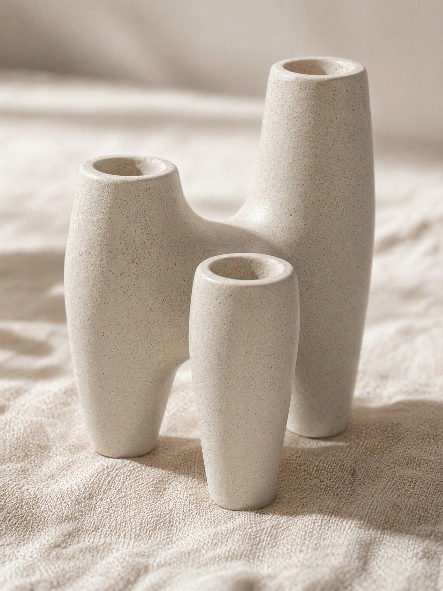 Cirelle 1PC Nordic Ins Style Ceramic Candle Holder, Abstract Geometric Shape Speckled Texture, 3-Hole Candlestick Aromatherapy Candle Base, Photography Props, Home Decor For Living Room Bedroom, Perfe