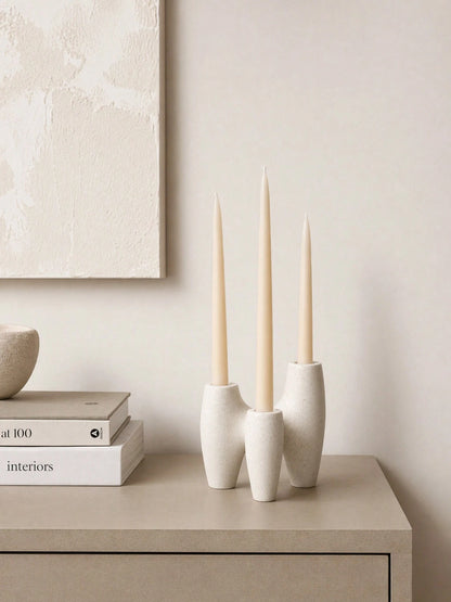 Cirelle 1PC Nordic Ins Style Ceramic Candle Holder, Abstract Geometric Shape Speckled Texture, 3-Hole Candlestick Aromatherapy Candle Base, Photography Props, Home Decor For Living Room Bedroom, Perfe