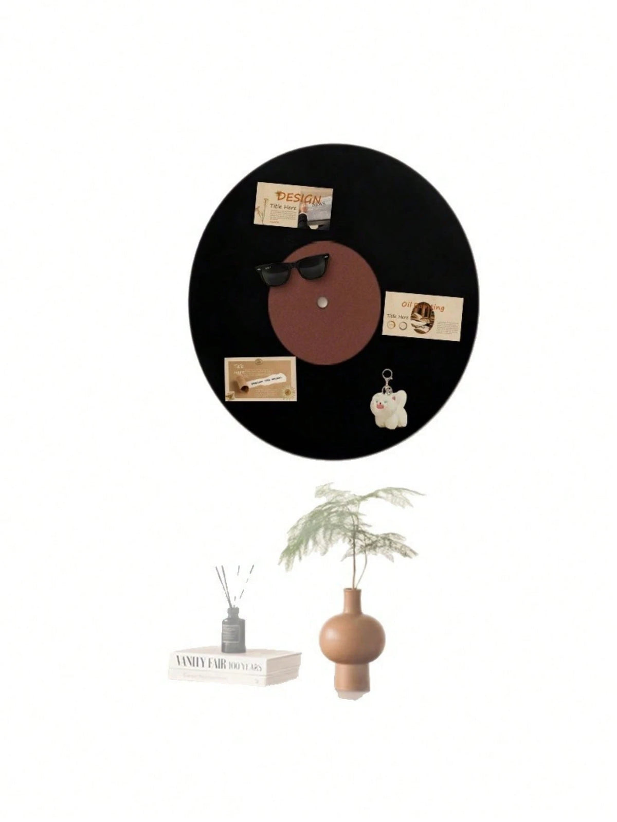 Cirelle 1PC Vinyl Record Felt Board No Drill Wall Decor Retro Classical Photo Display Bar Cafe Atmosphere Background Wall Hanging Decorations