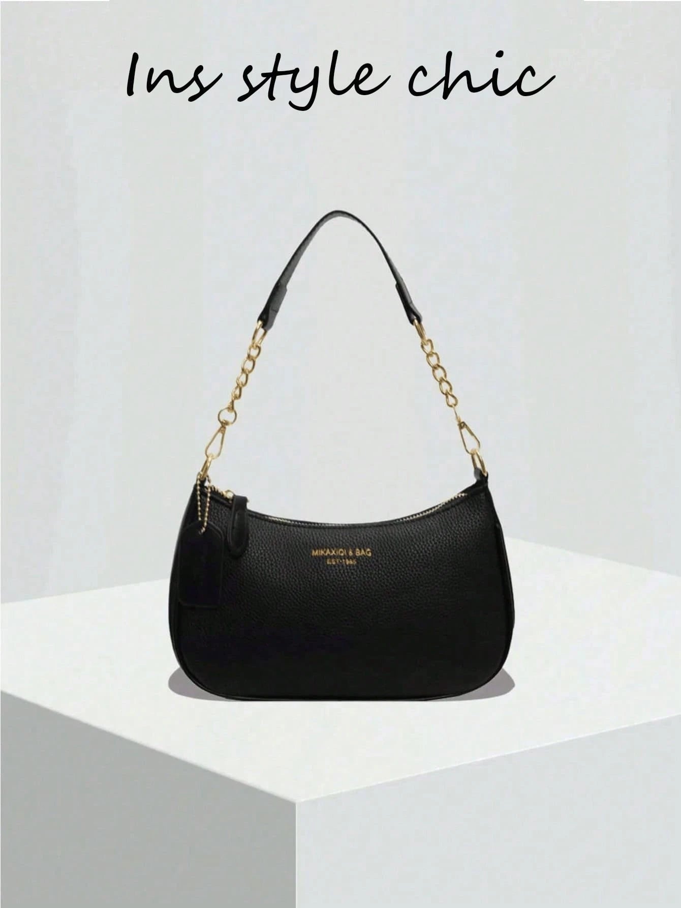 Classic Solid Color PU Waterproof Fabric, Decorated With Letter Pattern And Faux Pearl Bow Pendant, Fashionable Design, Can Be Used As Shoulder Bag, Square Bag, Ladies Wallet, Suitable For Shopping, O