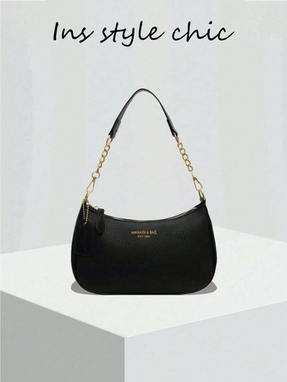 Classic Solid Color PU Waterproof Fabric, Decorated With Letter Pattern And Faux Pearl Bow Pendant, Fashionable Design, Can Be Used As Shoulder Bag, Square Bag, Ladies Wallet, Suitable For Shopping, O