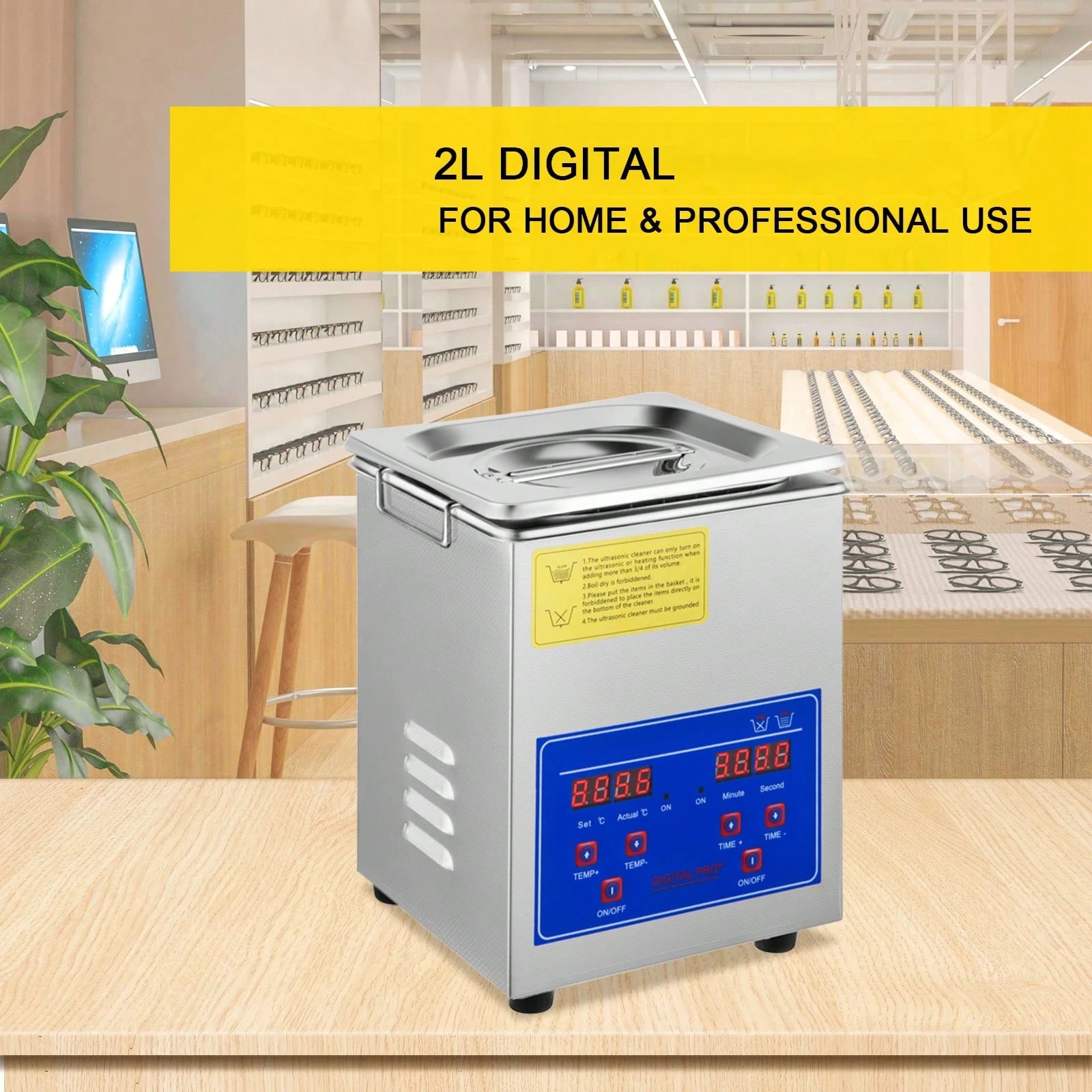 Cleaner 2L Digital Ultrasonic Parts Cleaner With Timer 40kHz Professional 304 Stainless Steel Cleaner 110V For Jewelry Watch Glasses Diamond Eyeglass Small Parts Cleaning