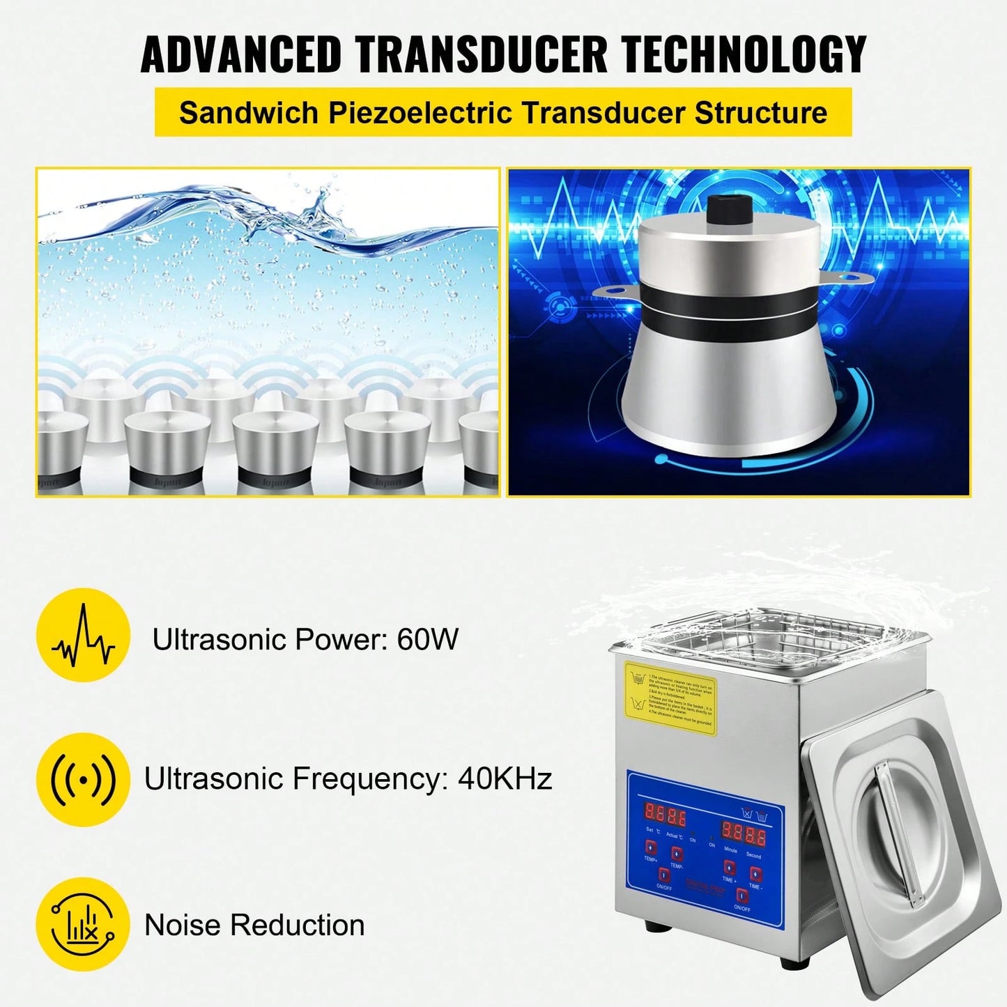 Cleaner 2L Digital Ultrasonic Parts Cleaner With Timer 40kHz Professional 304 Stainless Steel Cleaner 110V For Jewelry Watch Glasses Diamond Eyeglass Small Parts Cleaning