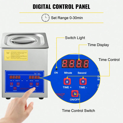 Cleaner 2L Digital Ultrasonic Parts Cleaner With Timer 40kHz Professional 304 Stainless Steel Cleaner 110V For Jewelry Watch Glasses Diamond Eyeglass Small Parts Cleaning