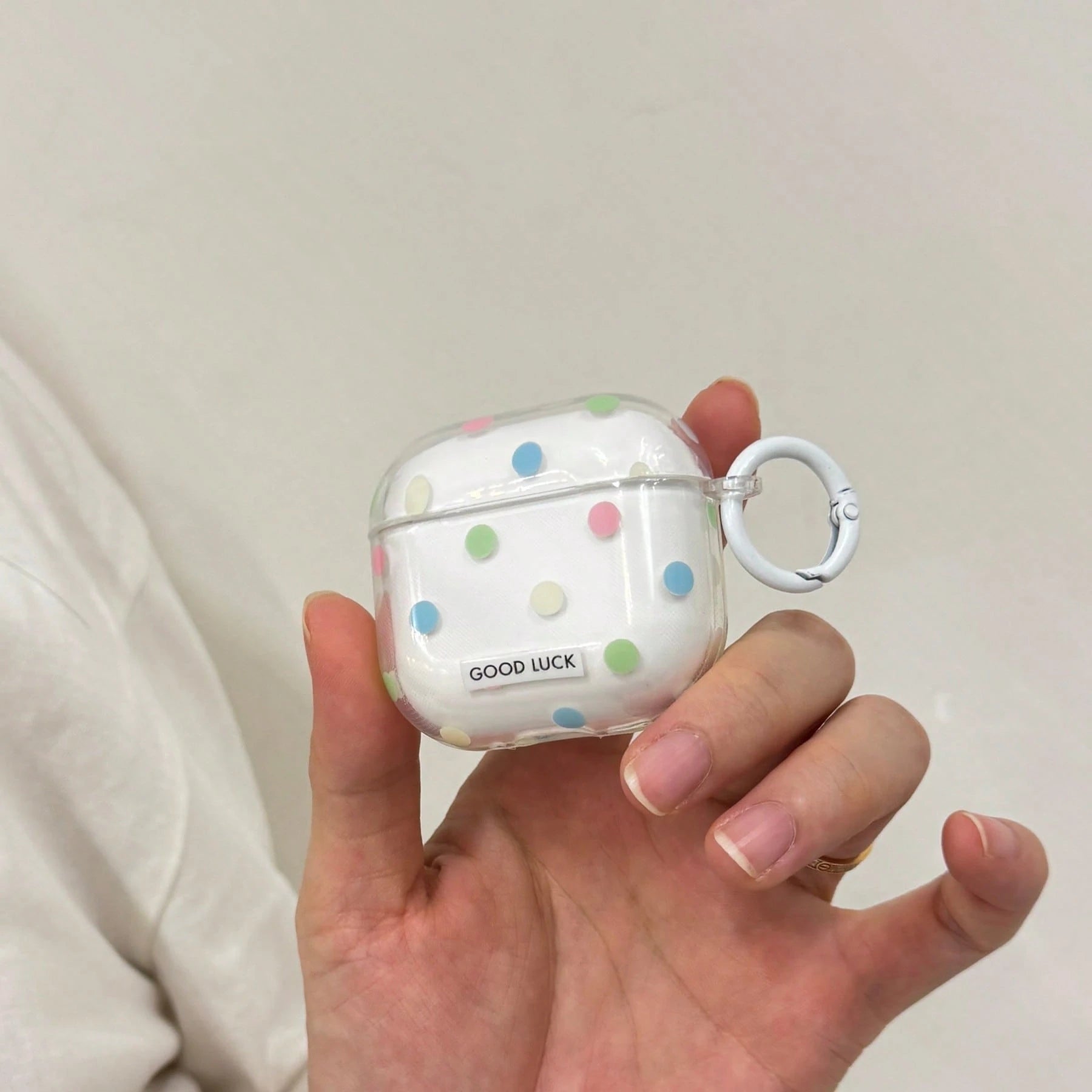 Clear Colorful Polka Dot Earphone Case With Hanging Ring For AirPods Pro 3, Pro 2, 4, 3, 1/2 Generation, Cute Minimalist Protective Cover For Girls