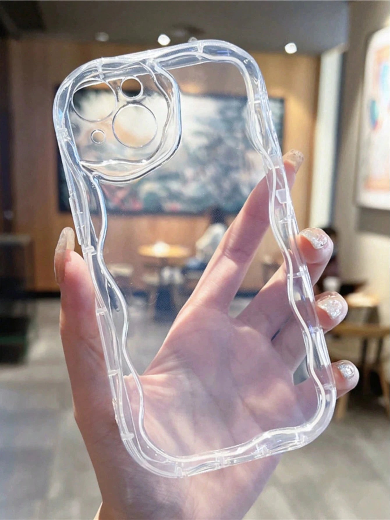 Clear Phone CaseCream Textured Wavy Edge Plain Material Anti-Drop Phone Case Compatible With IPhone 16/ 16 Pro/ 16 Plus/ 16 Pro Max/ 15 Pro Max, 13, 14, P12, XS, New Cream Wavy Edge Glossy TPU Anti-Dr