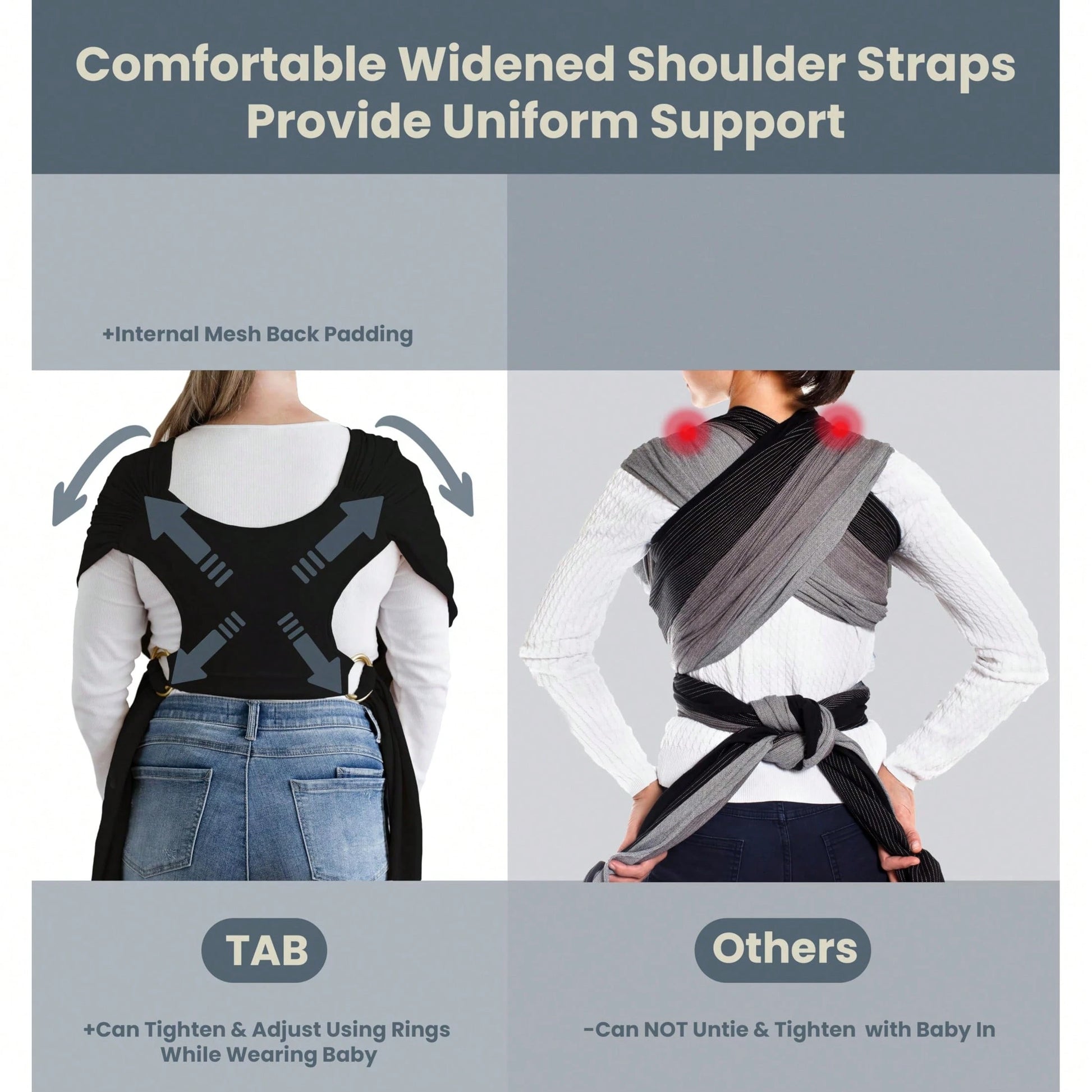 CN. Stylish Black & Gold Baby Carrier Wrap: Comfortable, Soft & Supportive, Adjustable Ring Sling For Mom & Dad