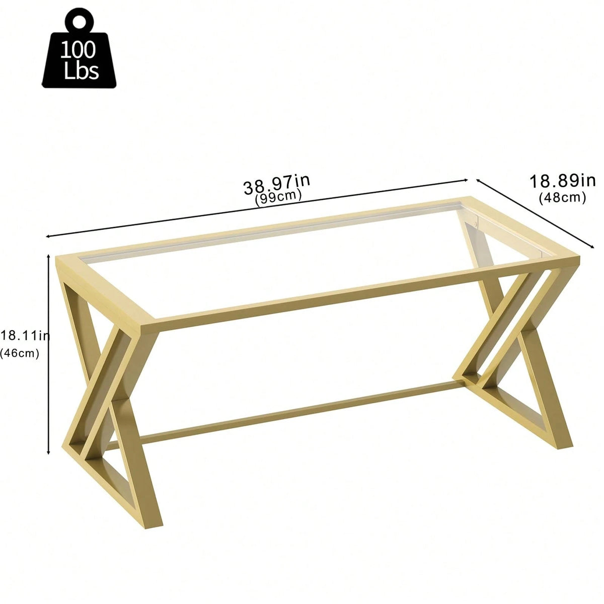 Coffee Table Glass Coffee Table For Living Room,Modern Rectangular Center Table With Sturdy Metal Frame,Tempered Glass Table Tea Tables For Bedroom Home Office