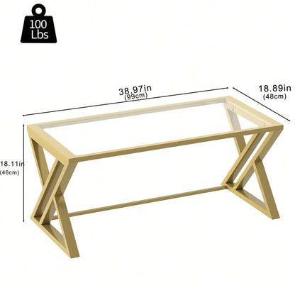 Coffee Table Glass Coffee Table For Living Room,Modern Rectangular Center Table With Sturdy Metal Frame,Tempered Glass Table Tea Tables For Bedroom Home Office