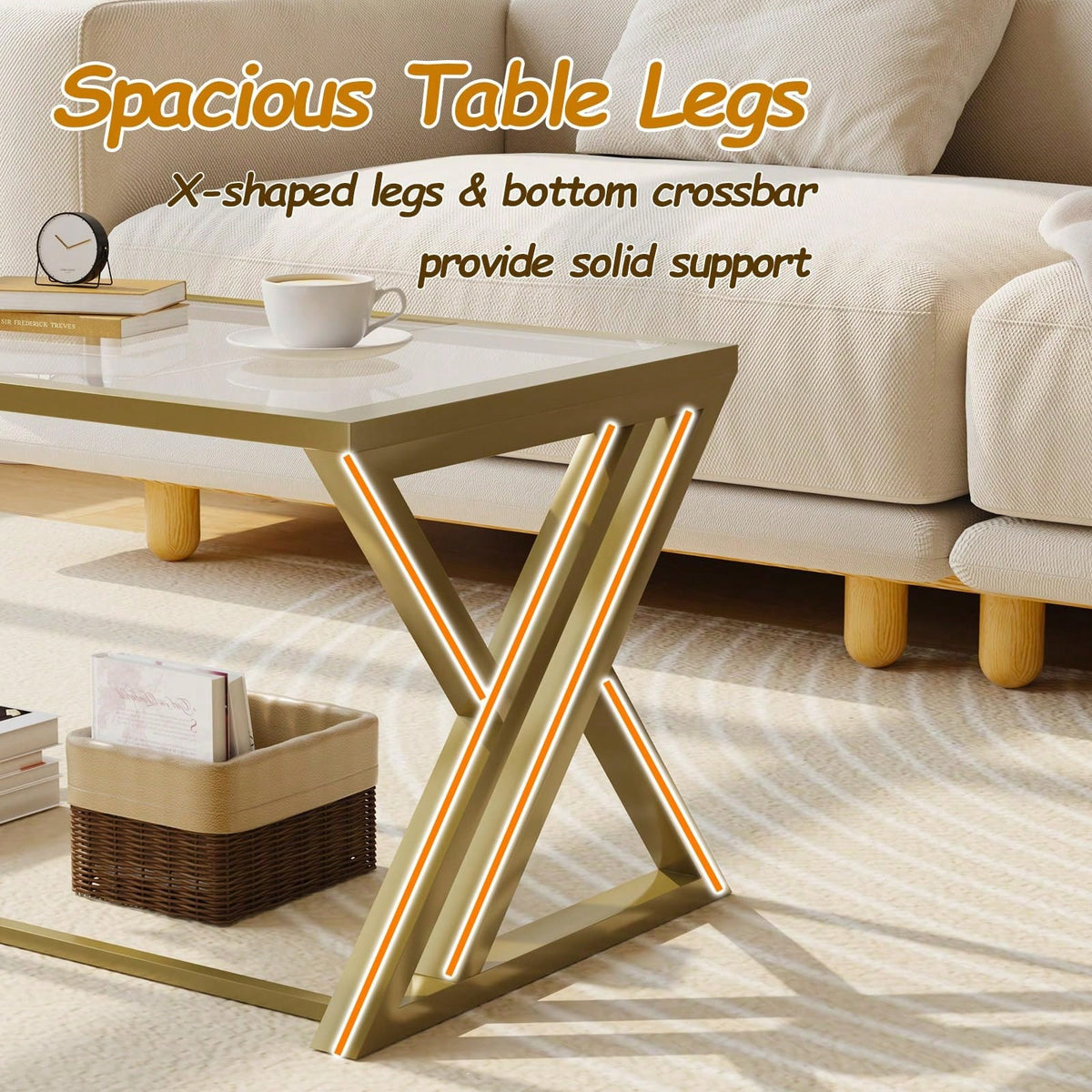Coffee Table Glass Coffee Table For Living Room,Modern Rectangular Center Table With Sturdy Metal Frame,Tempered Glass Table Tea Tables For Bedroom Home Office