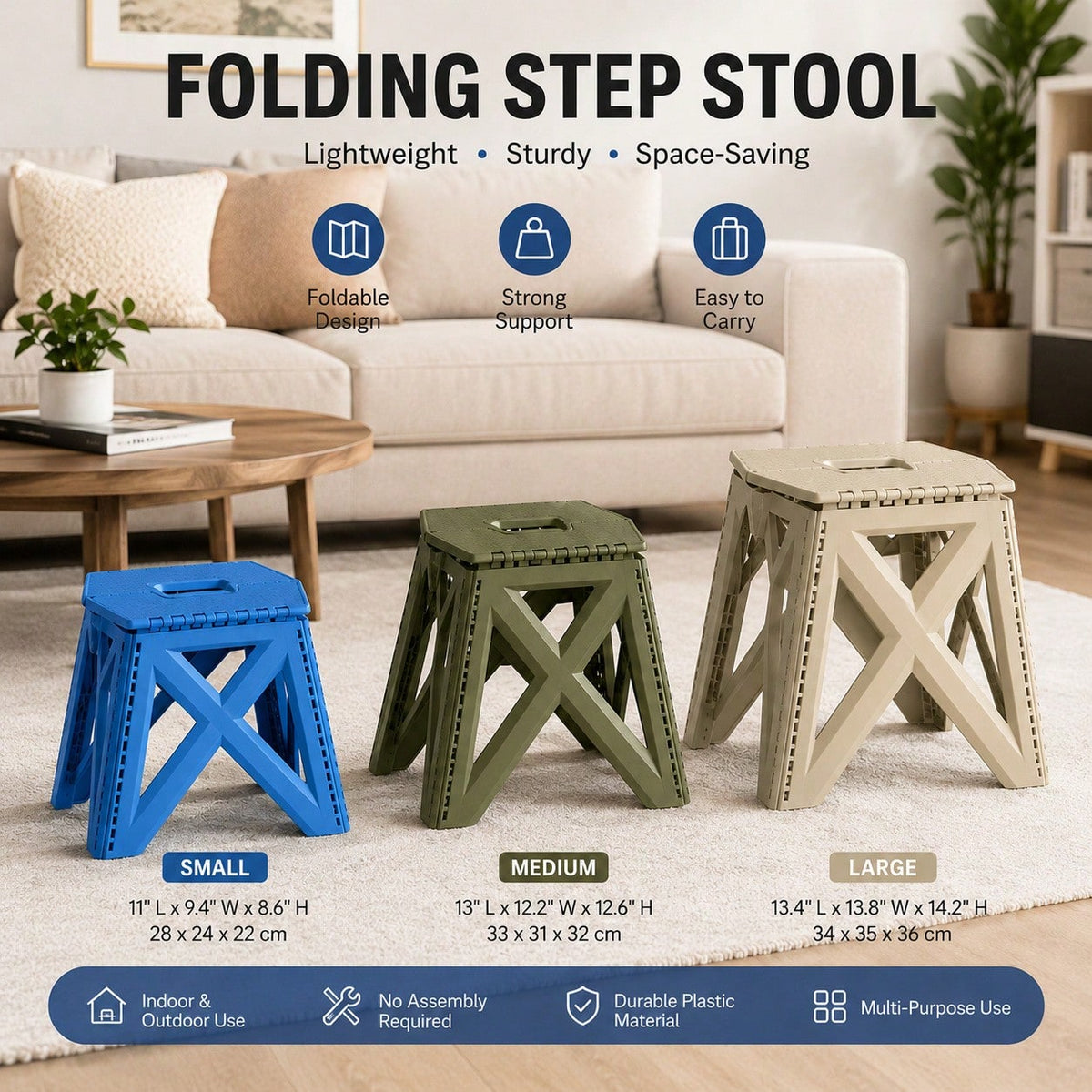 Collapsible Outdoor Folding Stool, Portable Multifunctional Seat For Camping, Picnic, Travel, Fishing& Backyard Use, Lightweight& Sturdy, Easy Storage& Stackable, Various Colors Available