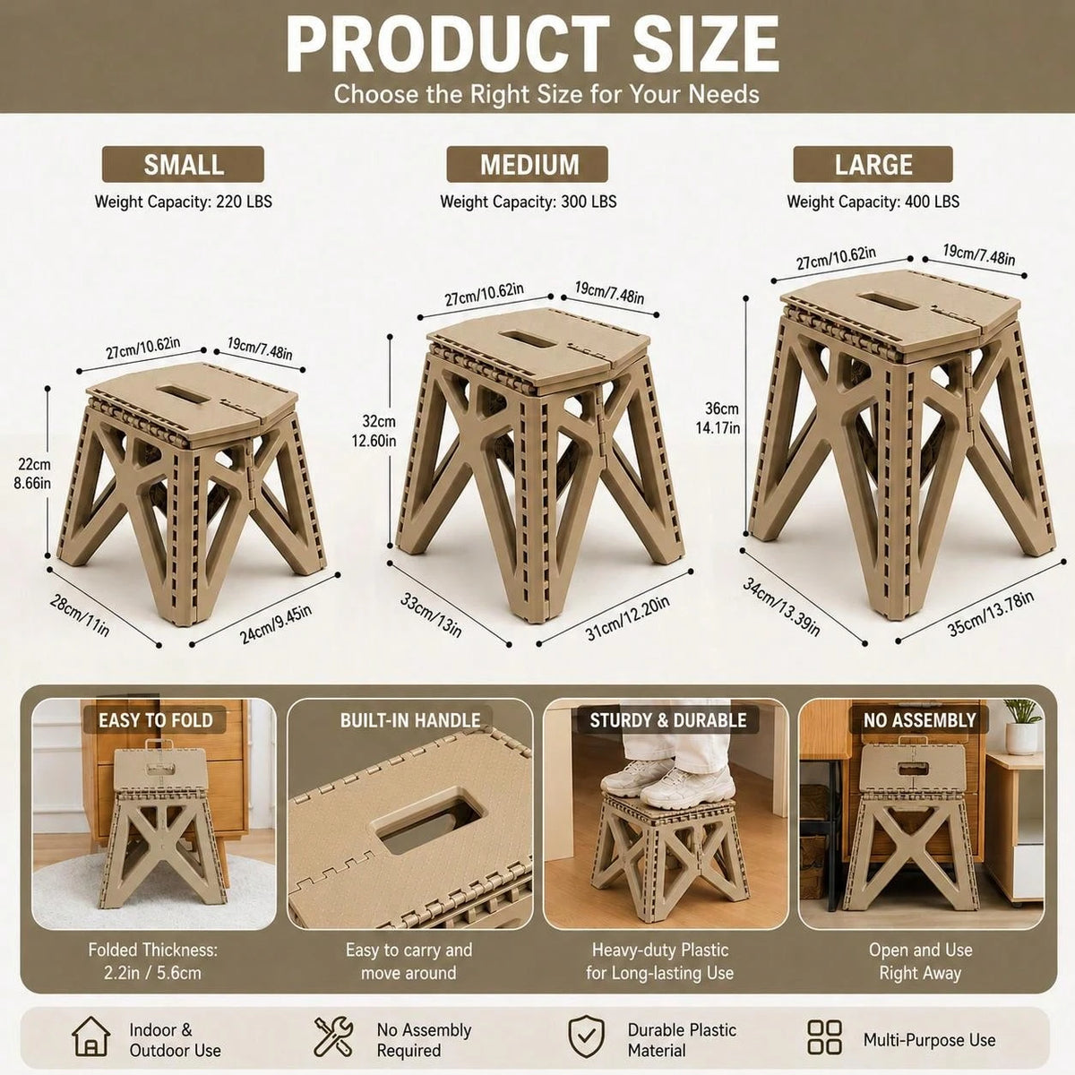 Collapsible Outdoor Folding Stool, Portable Multifunctional Seat For Camping, Picnic, Travel, Fishing& Backyard Use, Lightweight& Sturdy, Easy Storage& Stackable, Various Colors Available