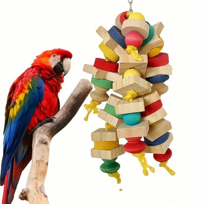 Colorful Parrot Chewing Toy- Birdcage Hanging Wooden Blocks, Fun Climbing And Play Swing, Ideal Gift For Bird Lovers, Random Colors, Fun Toy Suitable For Most Birds