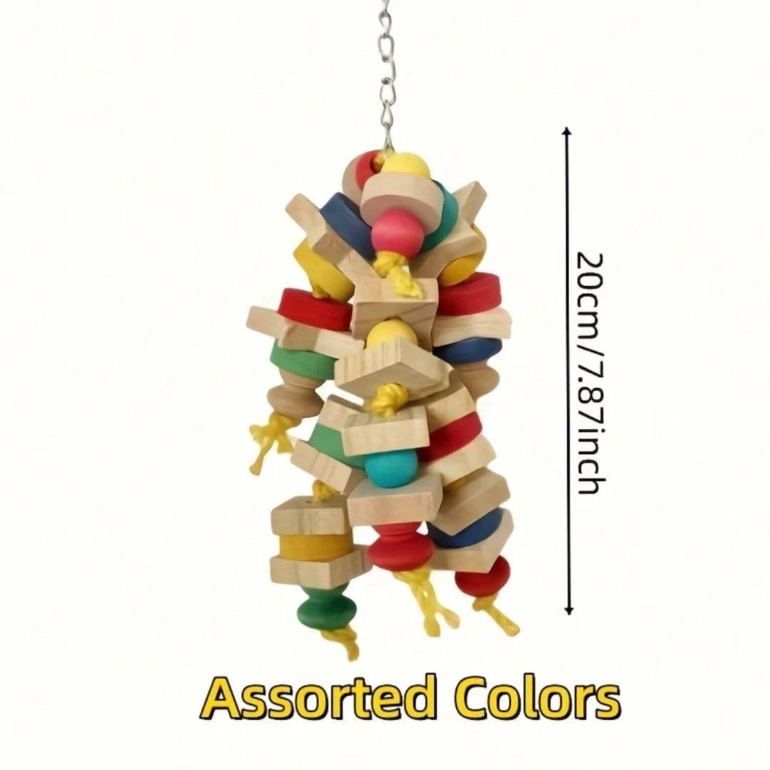 Colorful Parrot Chewing Toy- Birdcage Hanging Wooden Blocks, Fun Climbing And Play Swing, Ideal Gift For Bird Lovers, Random Colors, Fun Toy Suitable For Most Birds