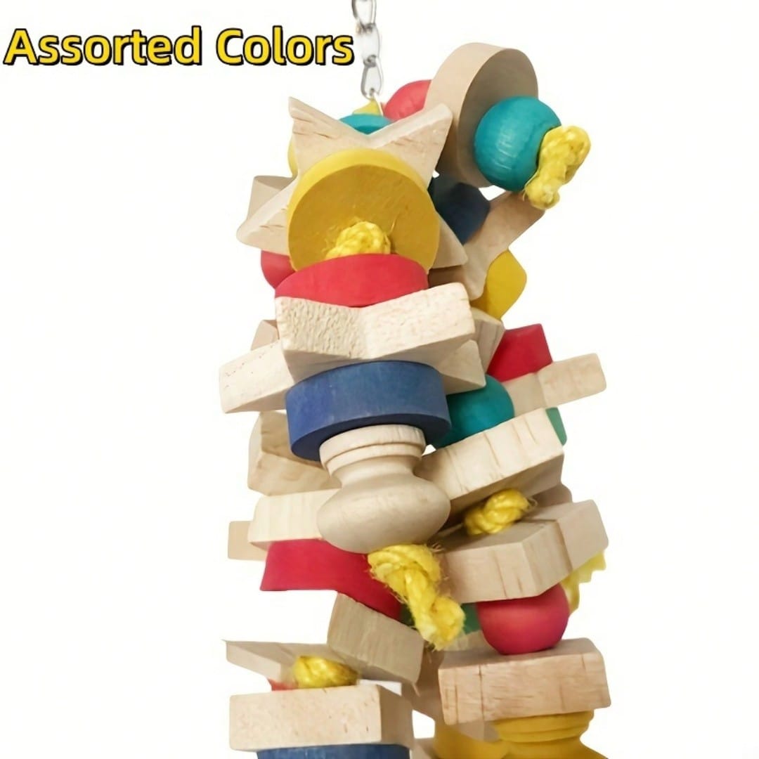 Colorful Parrot Chewing Toy- Birdcage Hanging Wooden Blocks, Fun Climbing And Play Swing, Ideal Gift For Bird Lovers, Random Colors, Fun Toy Suitable For Most Birds