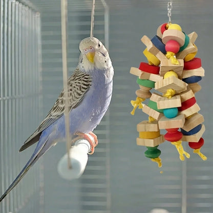 Colorful Parrot Chewing Toy- Birdcage Hanging Wooden Blocks, Fun Climbing And Play Swing, Ideal Gift For Bird Lovers, Random Colors, Fun Toy Suitable For Most Birds