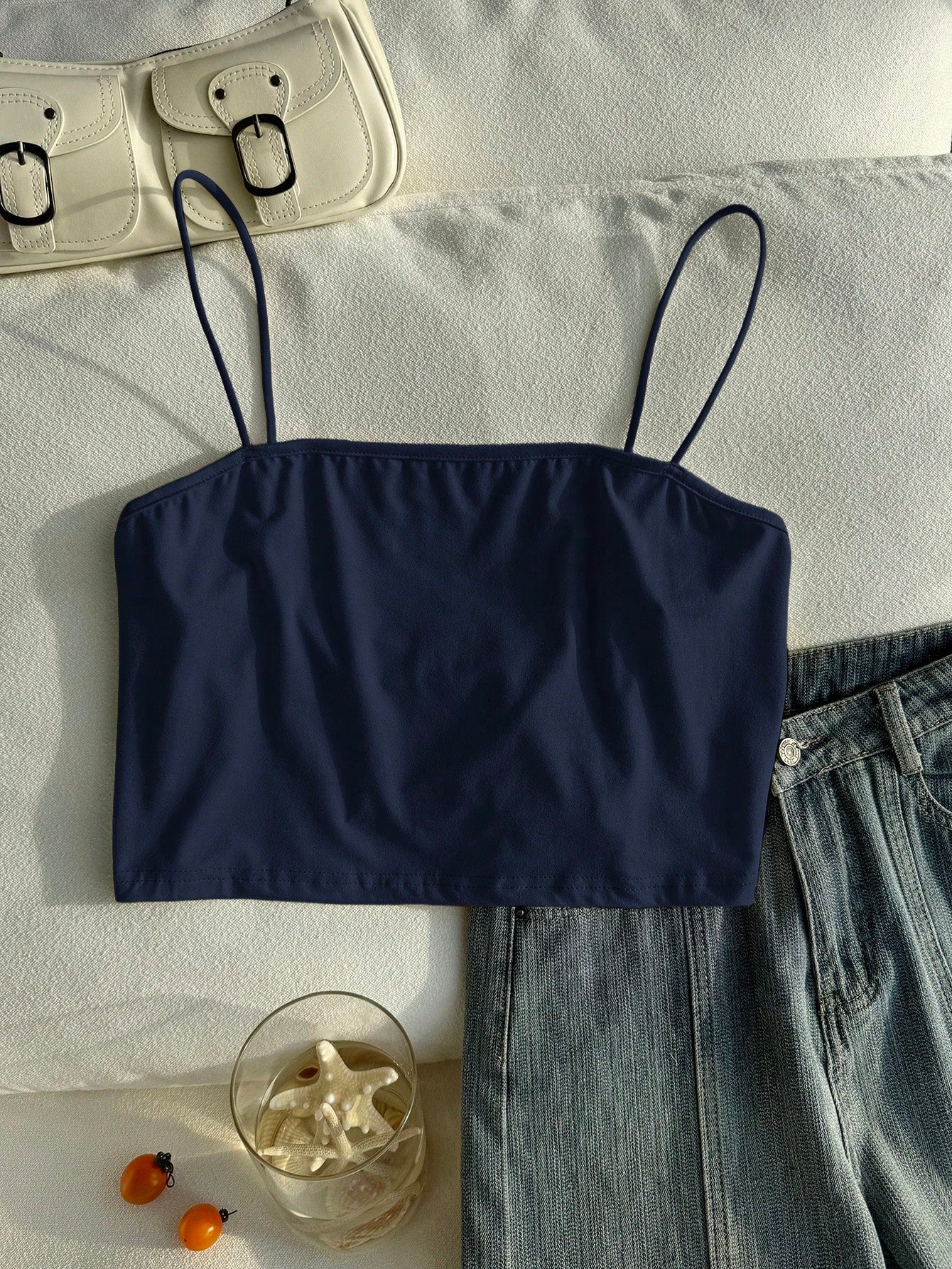 Comfortcana Plus Solid Crop Cami Top