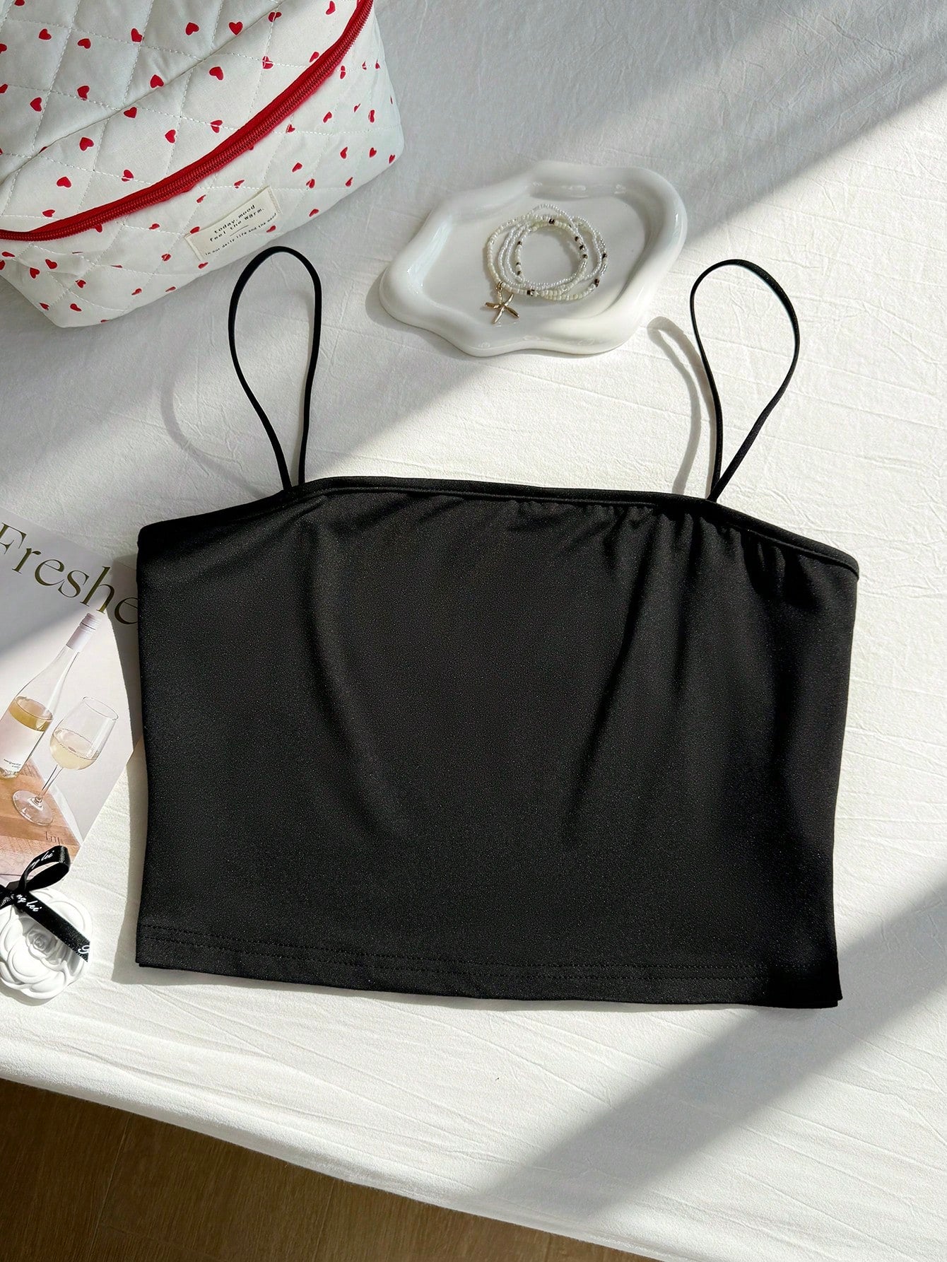 Comfortcana Plus Solid Crop Cami Top