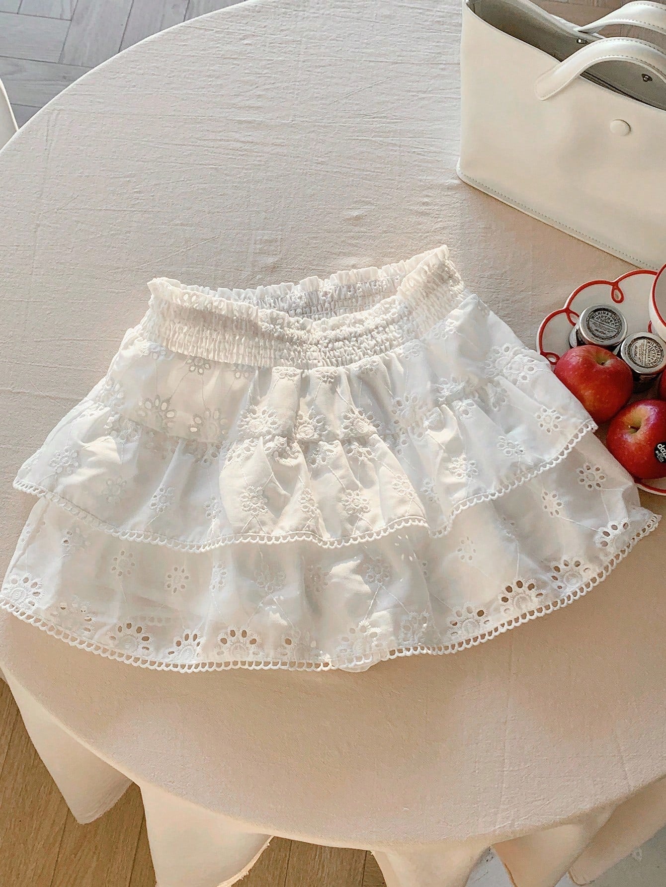 Comfortcana White Woven Women's Beach Vacation Skirt,White Mini Skirt