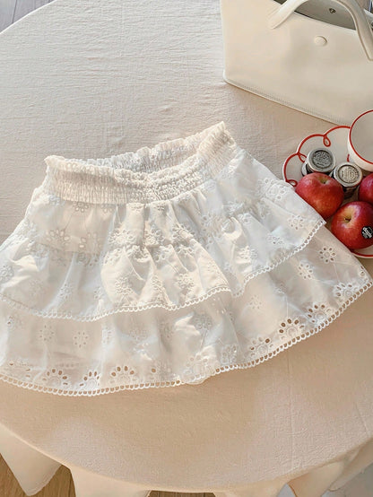 Comfortcana White Woven Women's Beach Vacation Skirt,White Mini Skirt
