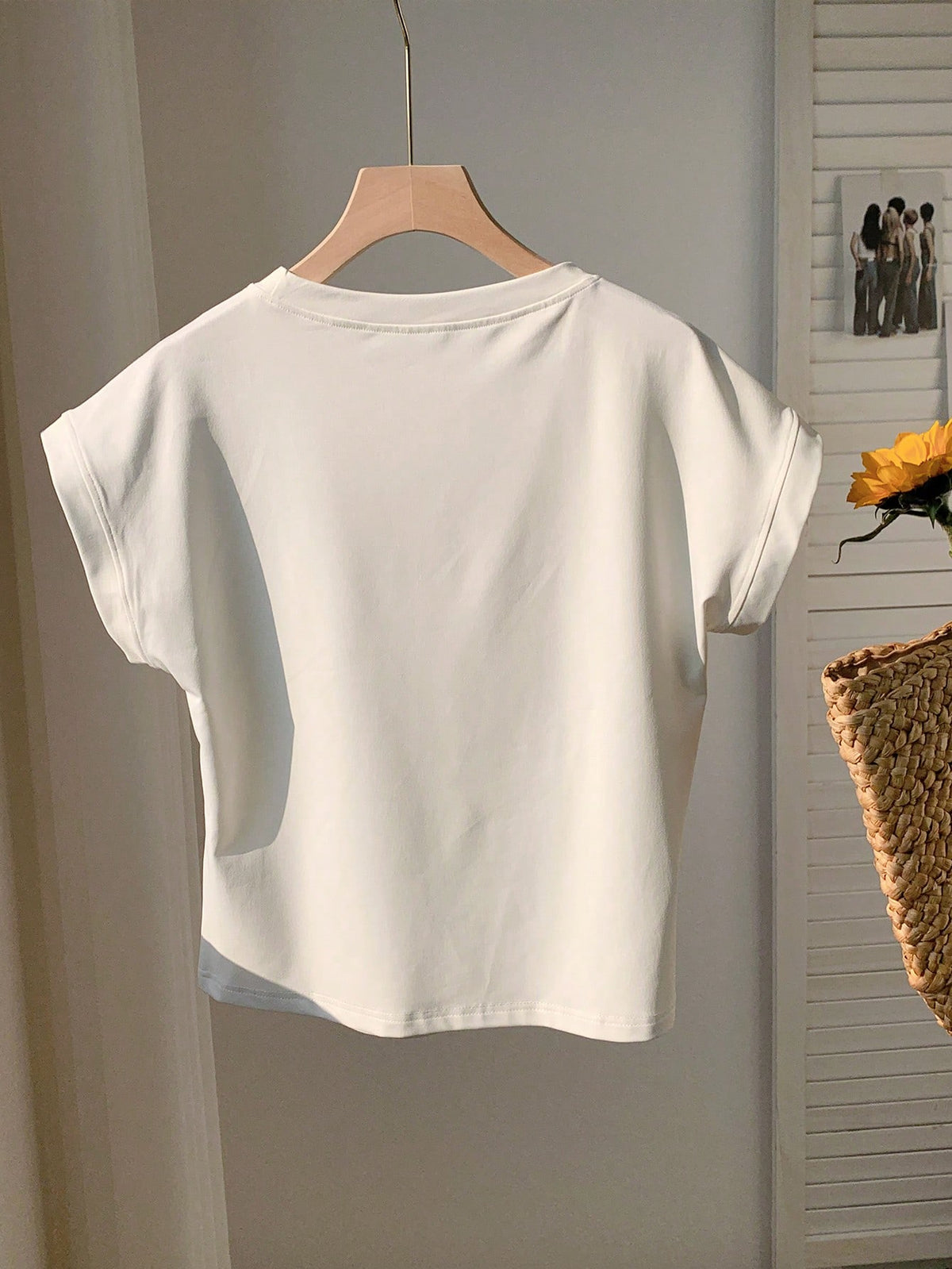 Comfortcana Women's Casual Solid Color Round Neck Short Sleeve T-Shirt,Summer Top
