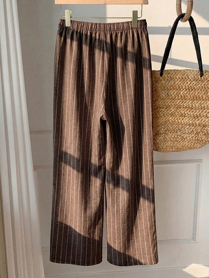 Comfortcana Women's Casual Tie Waist Straight Leg Long Pants, Suitable For Summer
