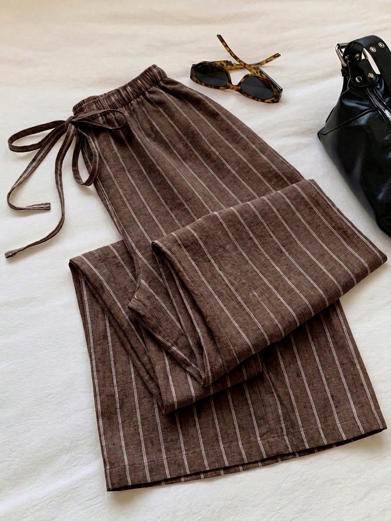 Comfortcana Women's Casual Tie Waist Straight Leg Long Pants, Suitable For Summer