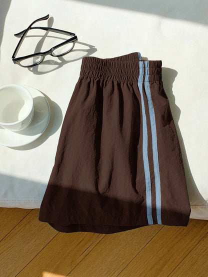 Comfortcana Women's Elastic Waist Side Stripe Casual Shorts