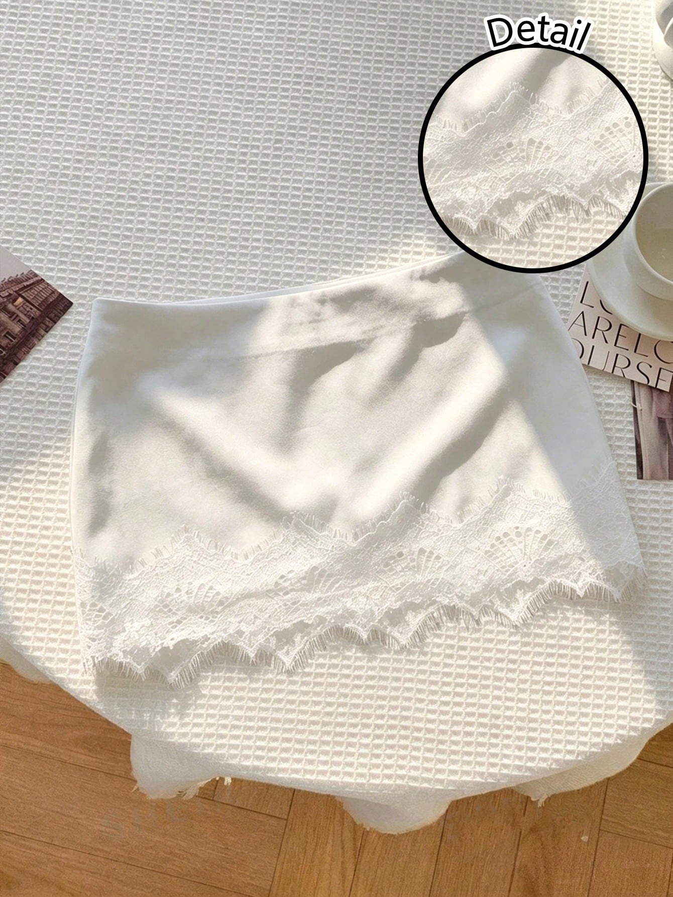 Comfortcana Women's Summer Elegant Solid Color Lace Patchwork Skirt