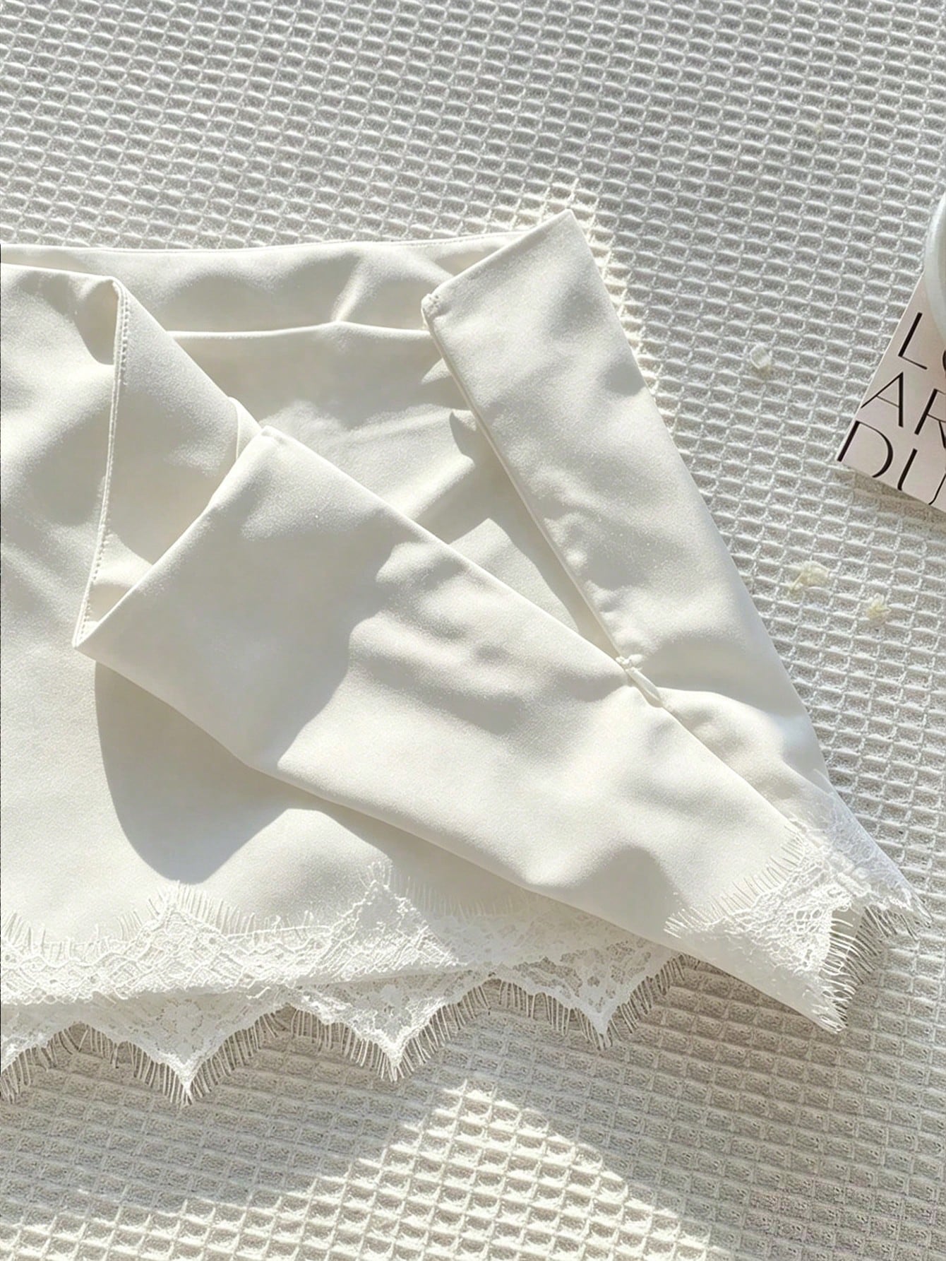 Comfortcana Women's Summer Elegant Solid Color Lace Patchwork Skirt