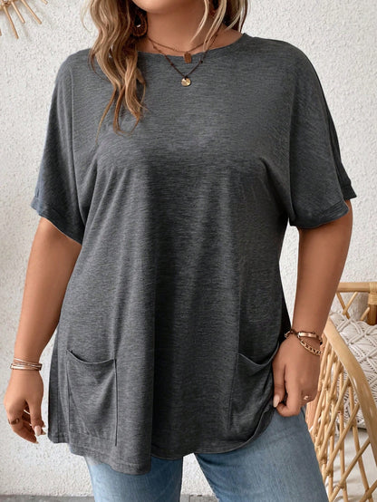Comfylo Plus Solid Batwing Sleeve Tee