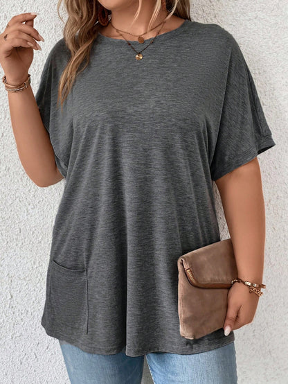 Comfylo Plus Solid Batwing Sleeve Tee