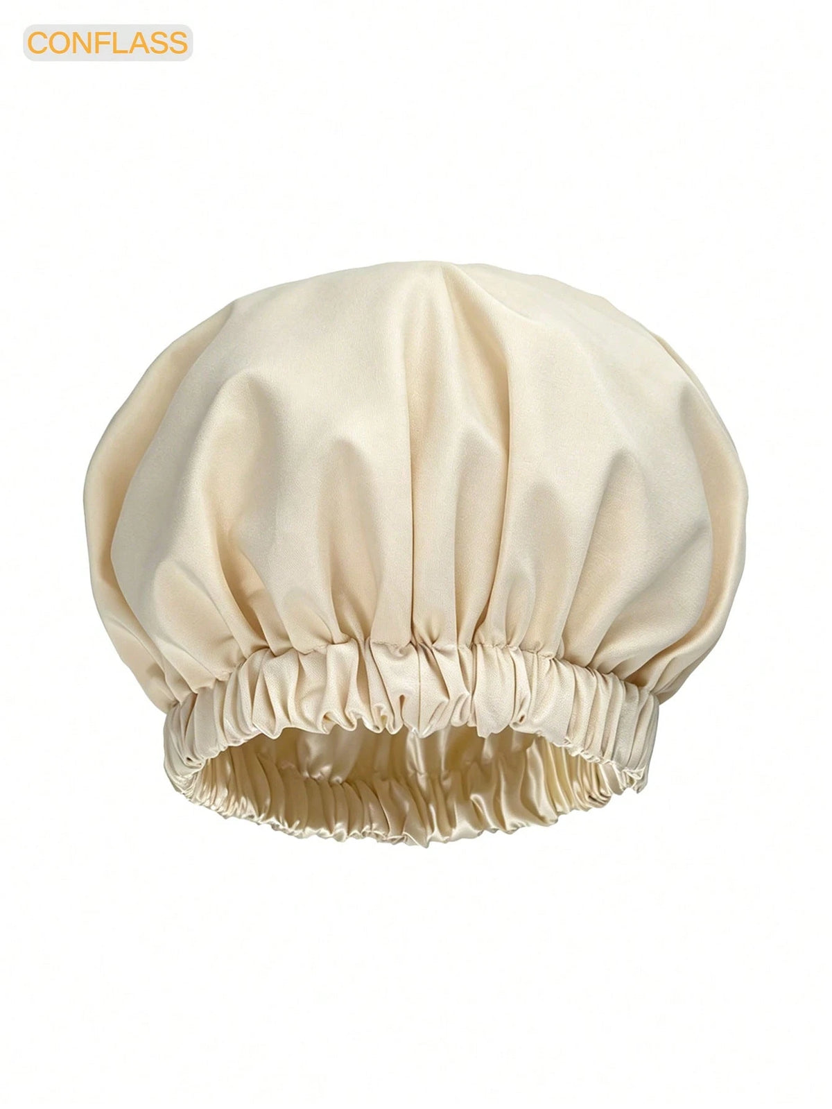CONFLASS 1pc Satin Waterproof Shower Cap Hair Care Cap Solid Color Bohemian Style Shower Cap For Daily Use In Spring Summer Autumn Winter