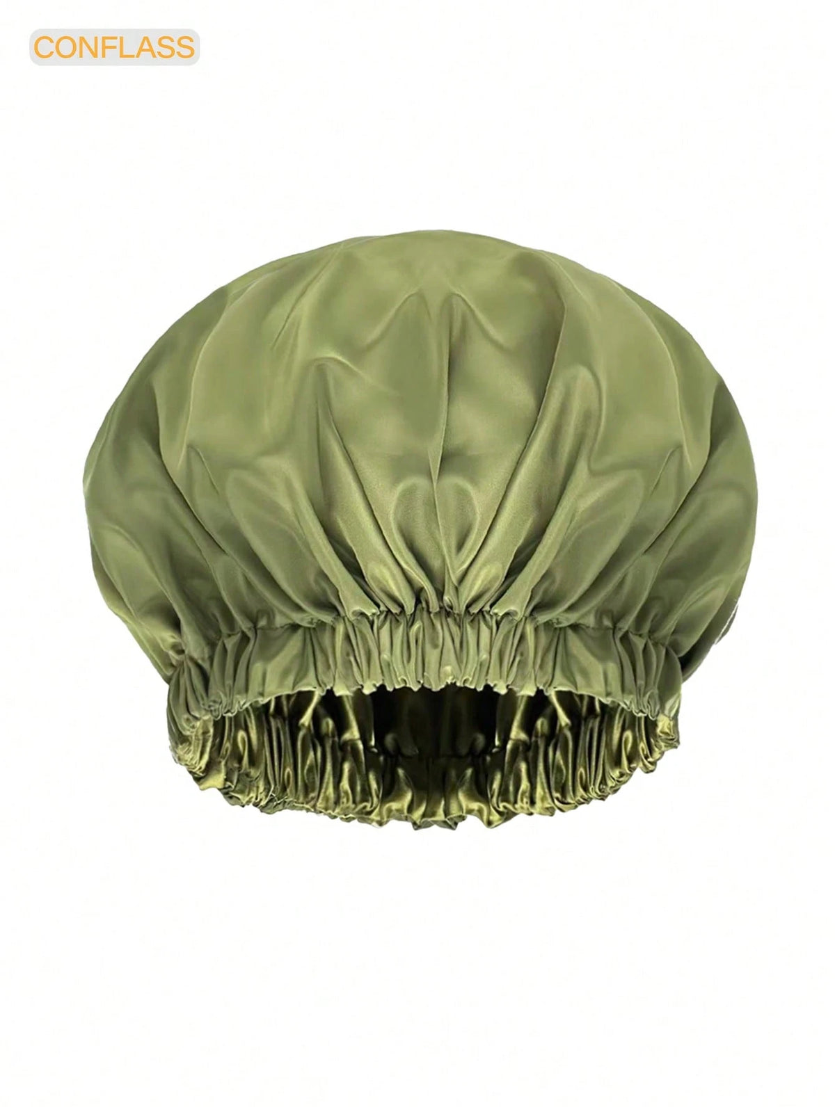 CONFLASS 1pc Satin Waterproof Shower Cap Hair Care Cap Solid Color Bohemian Style Shower Cap For Daily Use In Spring Summer Autumn Winter