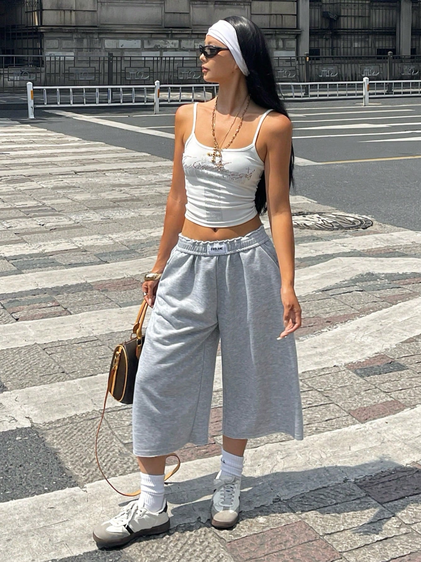 Coolane Women's Summer Streetwear Sporty Going Out Lounge Casual Sportswear Turn-Down Trousers Gray Sweater Shorts For Gym,Run,Sport