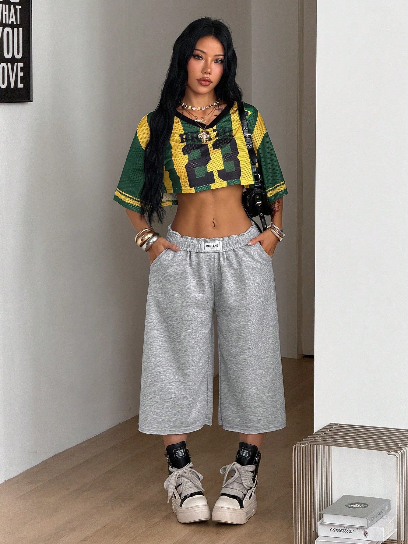 Coolane Women's Summer Streetwear Sporty Going Out Lounge Casual Sportswear Turn-Down Trousers Gray Sweater Shorts For Gym,Run,Sport