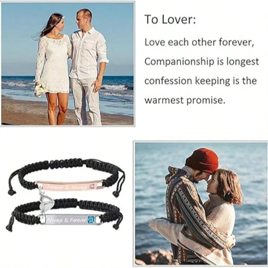 Couple Matching Bracelets, Best Friend Friendship Relationship Bracelet, Adjustable Stretch Bracelets Jewelry For Him And Her