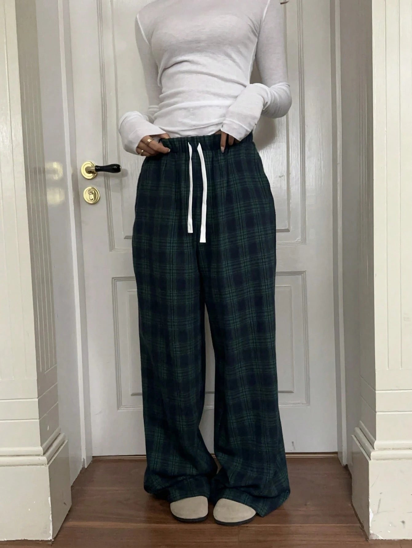 CovetEZ Women's Autumn Casual Home Sweet Vacation Beach Brunch Home Loose Pink Stripe Trousers Comfortable Wide-Leg Pants Cotton Lounge
