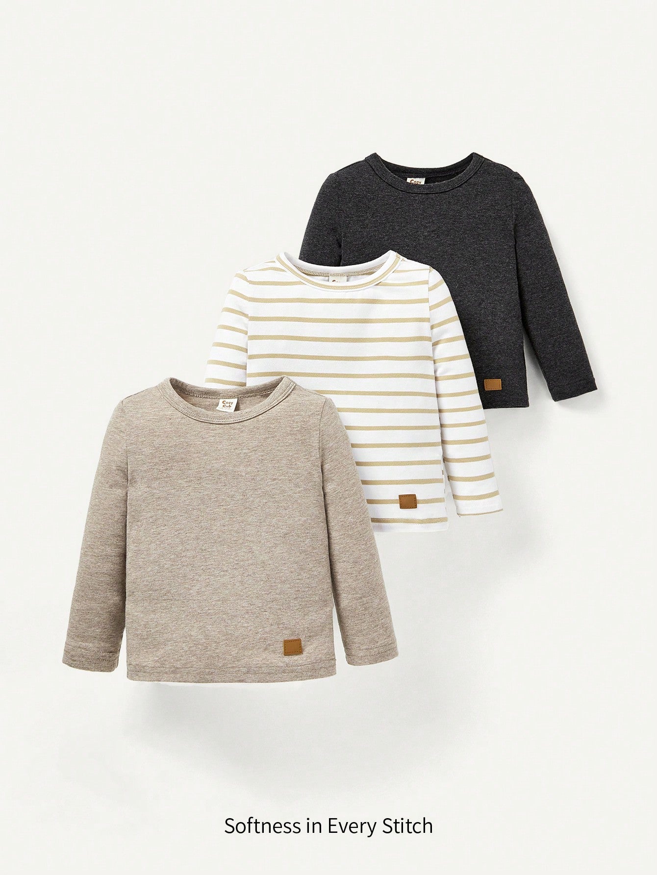 Cozy Pixies 3pcs/Set Baby Boys' Round Neck Long Sleeve Sweater With Regular Shoulder