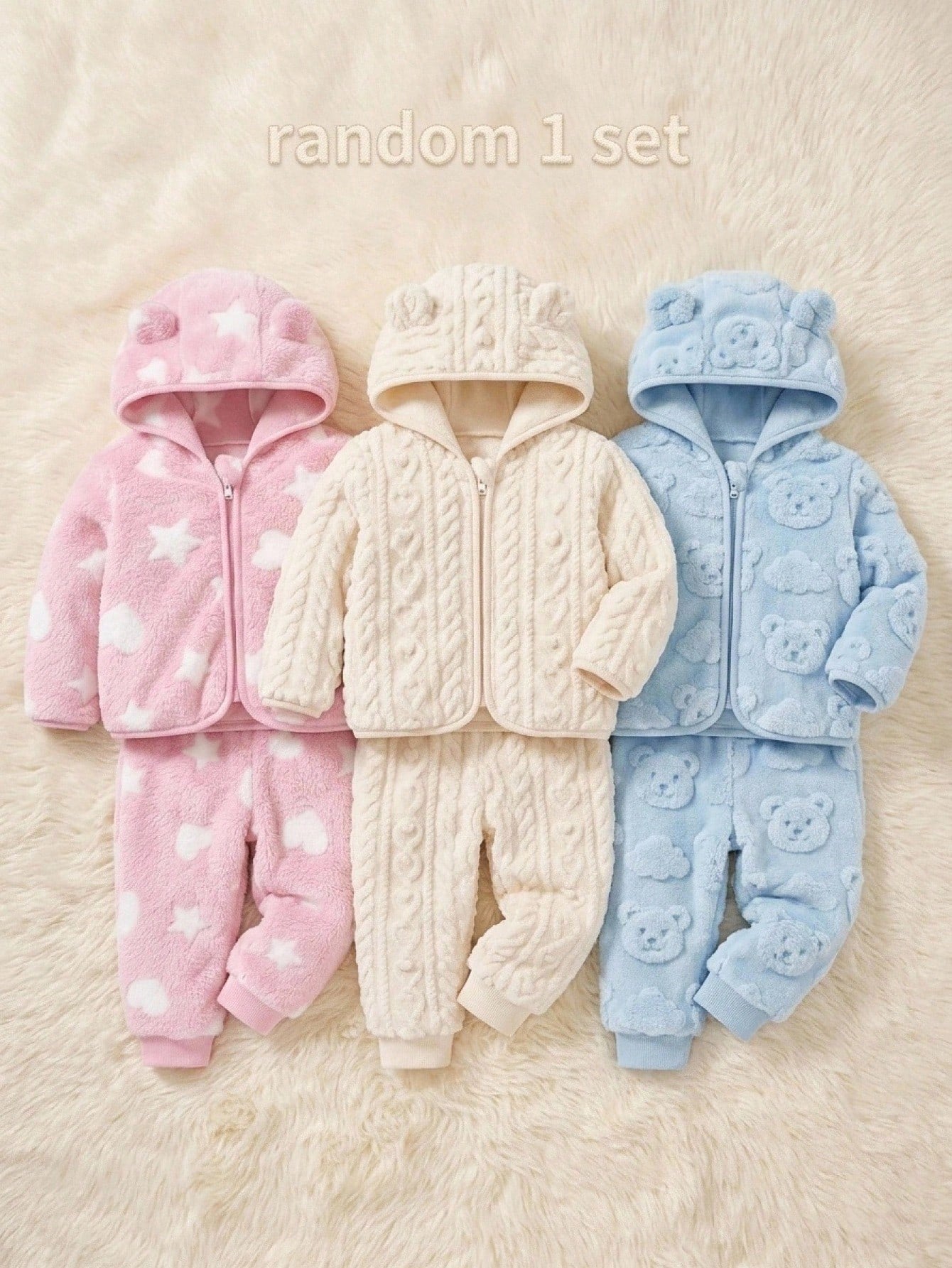 Cozy Pixies Baby Girl Hooded Fleece Jacket And Belly-Covering Long Pants 2 Pieces Set, Medium Thick