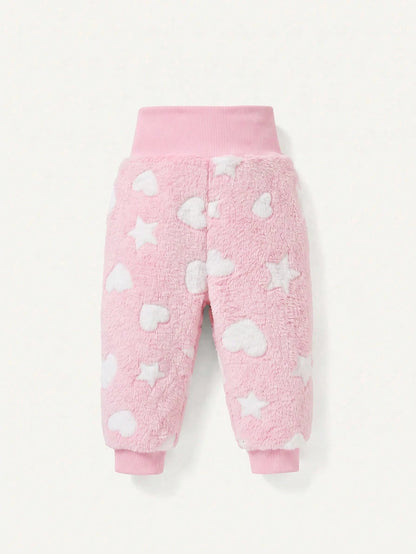 Cozy Pixies Baby Girl Hooded Fleece Jacket And Belly-Covering Long Pants 2 Pieces Set, Medium Thick