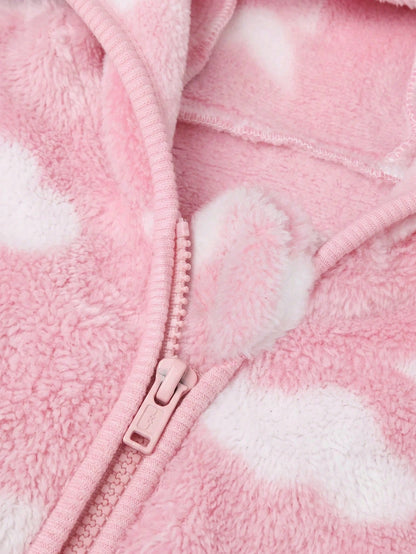 Cozy Pixies Baby Girl Hooded Fleece Jacket And Belly-Covering Long Pants 2 Pieces Set, Medium Thick