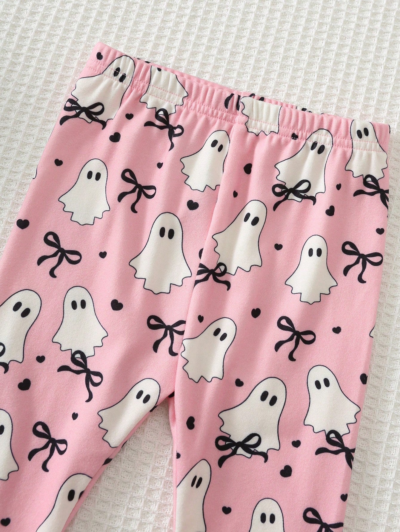 Cozy Pixies Baby Girl Toddler Girl Halloween Little Ghost Pattern Knitted Soft Crew Neck Long Sleeve Ruffle Flutter Sleeve Pullover Sweatshirt Elastic Waist Slim Fit Long Pants 2-Piece Set Cute Outfit