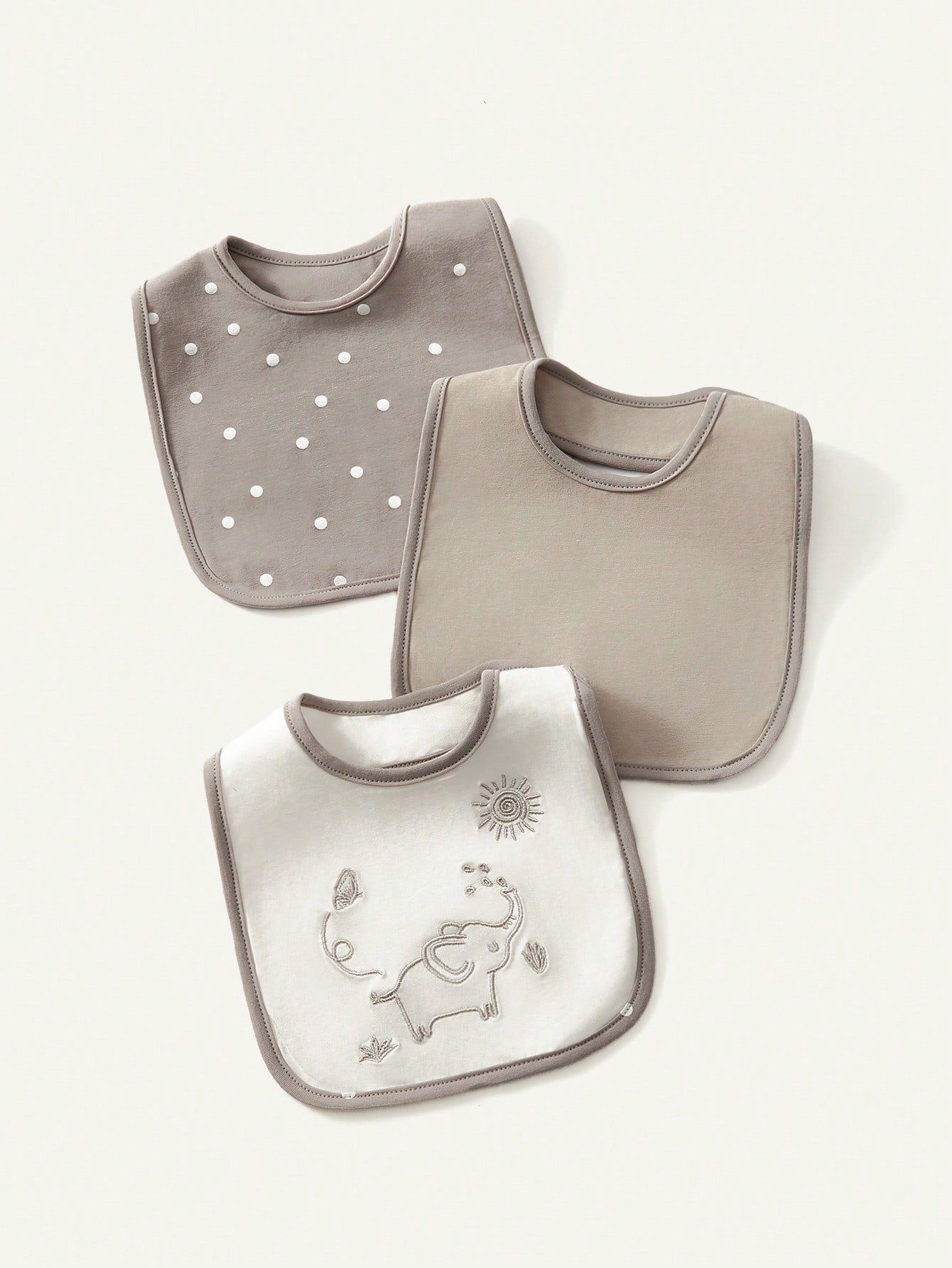 Cozy Pixies Cozy Cub 3-Pack, Baby Bib (Grey Elephant Pattern, Multifunctional Feeding Bib)