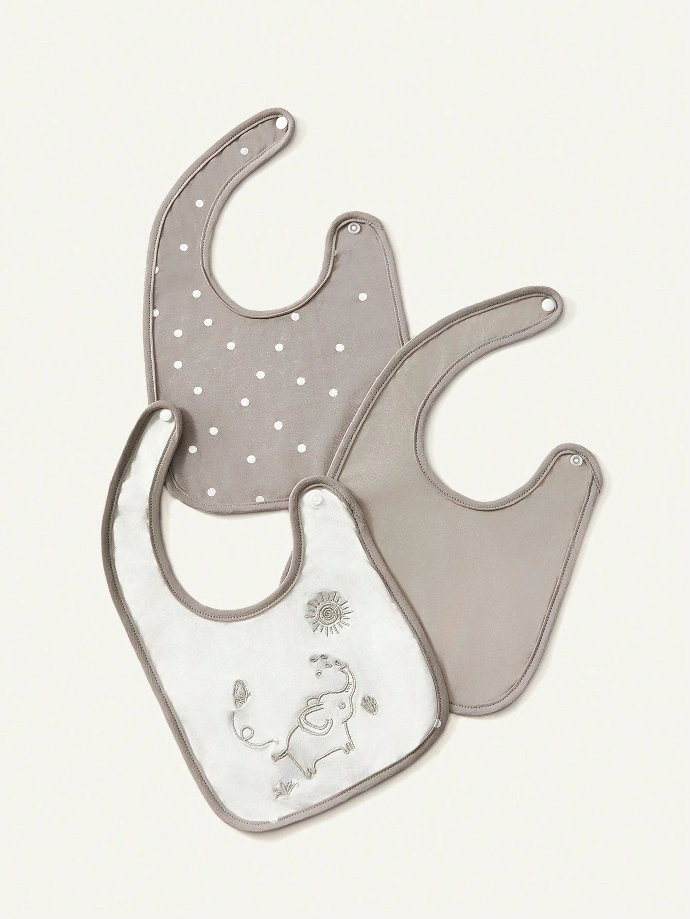 Cozy Pixies Cozy Cub 3-Pack, Baby Bib (Grey Elephant Pattern, Multifunctional Feeding Bib)