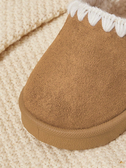 Cozy Pixies Girls Camel Lace Winter Warm Fur Slippers| Fashion Versatile Comfortable Lightweight| Easy-On Casual Style| Indoor Outdoor Home Wear