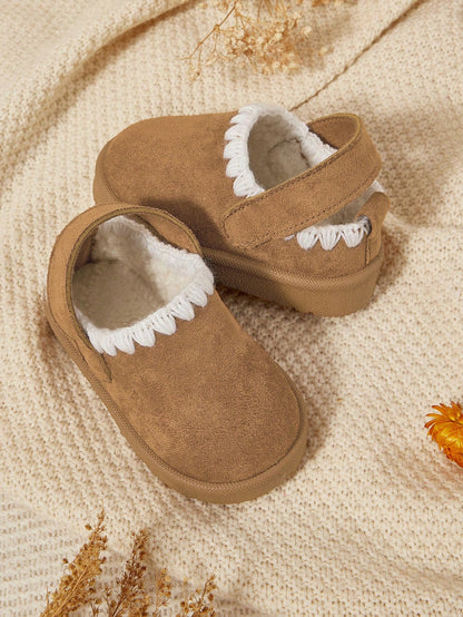 Cozy Pixies Girls Camel Lace Winter Warm Fur Slippers| Fashion Versatile Comfortable Lightweight| Easy-On Casual Style| Indoor Outdoor Home Wear