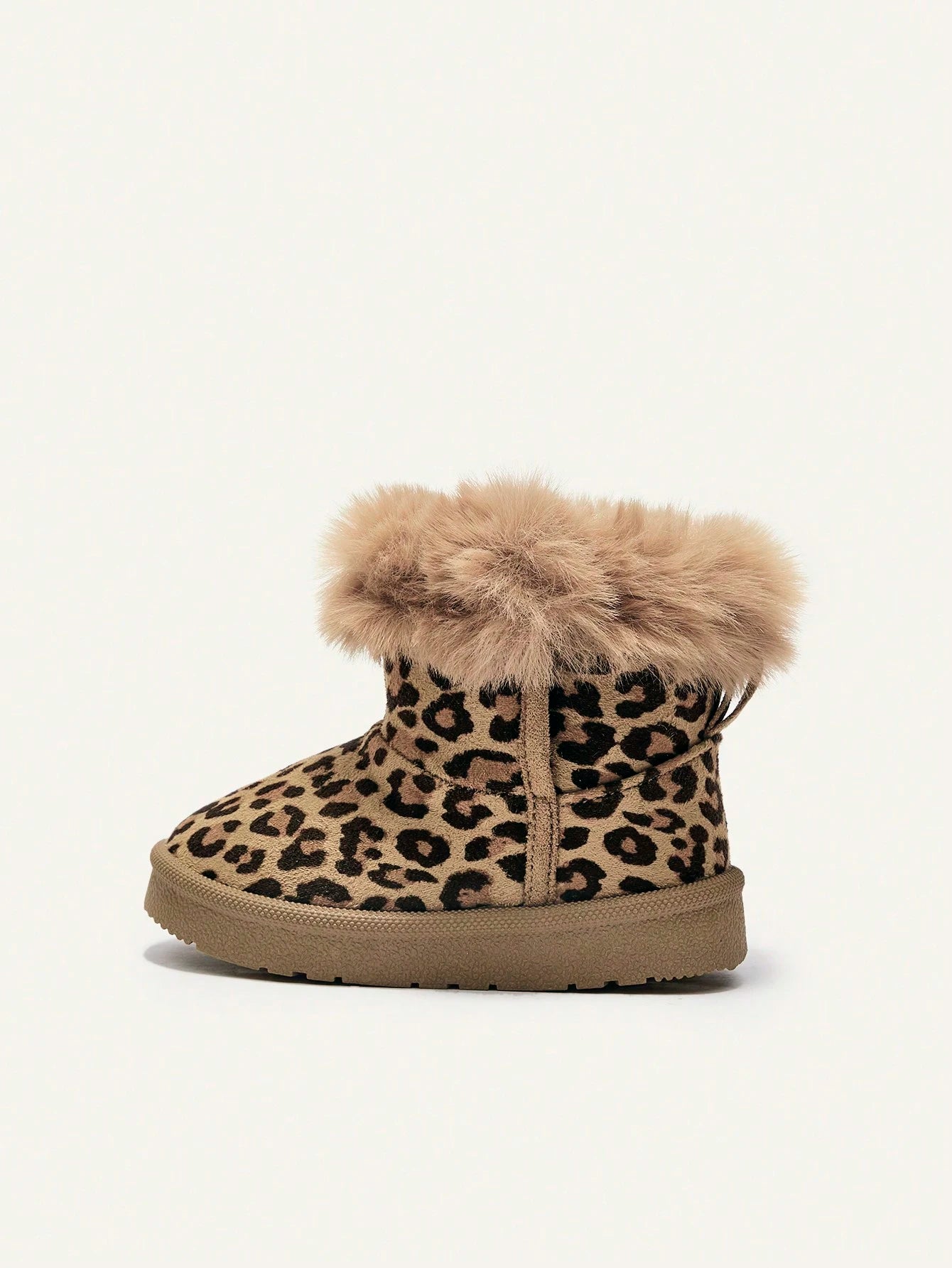 Cozy Pixies Girls' Camel Leopard Print Fashion Playful Plush Cozy Warm Casual Snow Boots For Daily Outdoor Sports Fall Winter