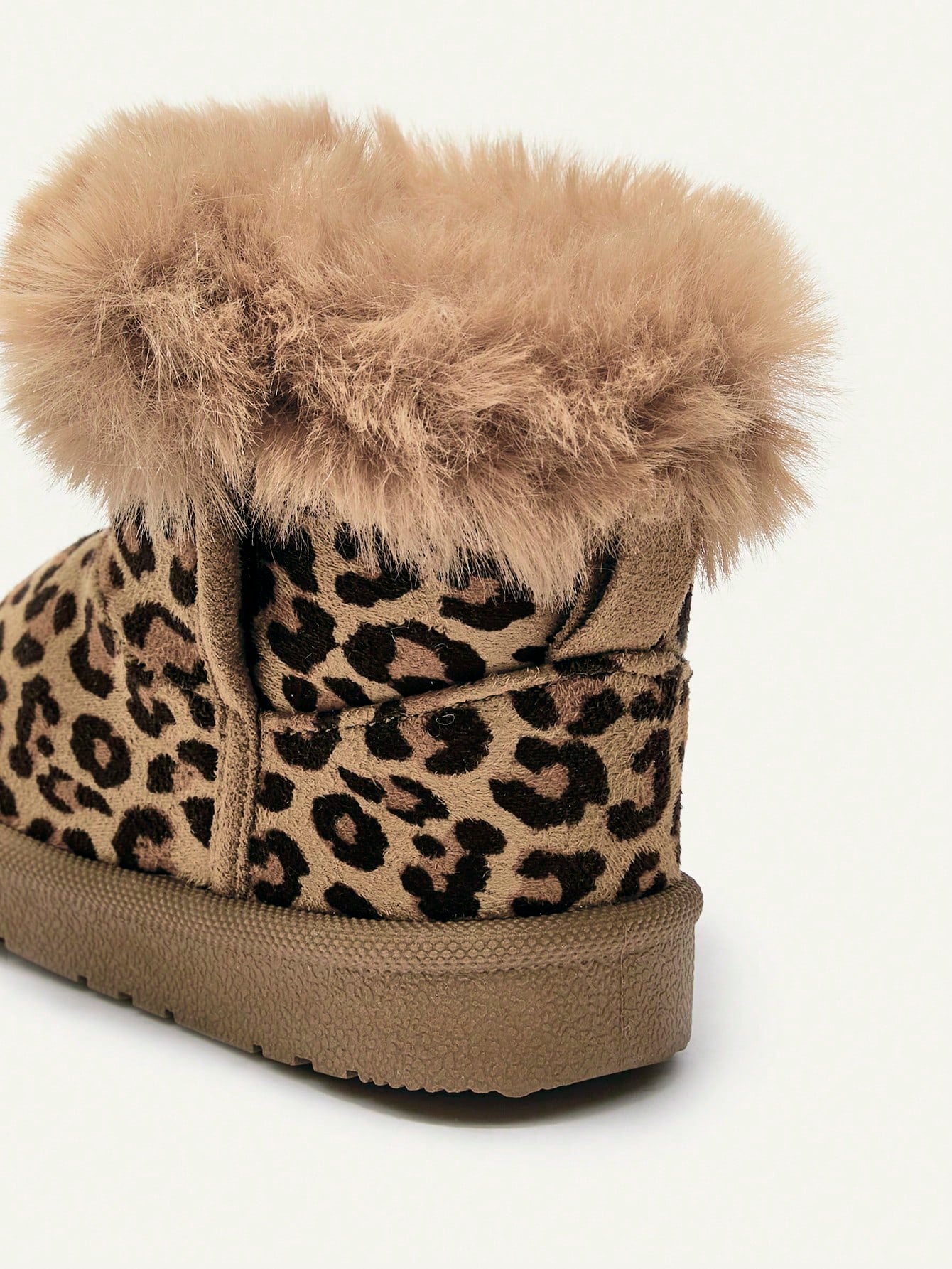 Cozy Pixies Girls' Camel Leopard Print Fashion Playful Plush Cozy Warm Casual Snow Boots For Daily Outdoor Sports Fall Winter