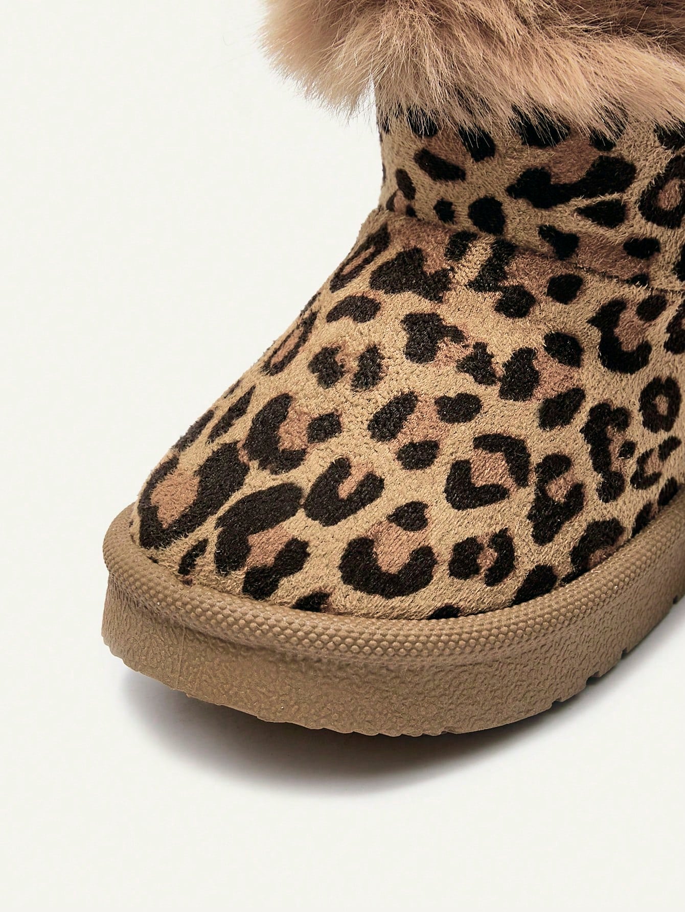 Cozy Pixies Girls' Camel Leopard Print Fashion Playful Plush Cozy Warm Casual Snow Boots For Daily Outdoor Sports Fall Winter